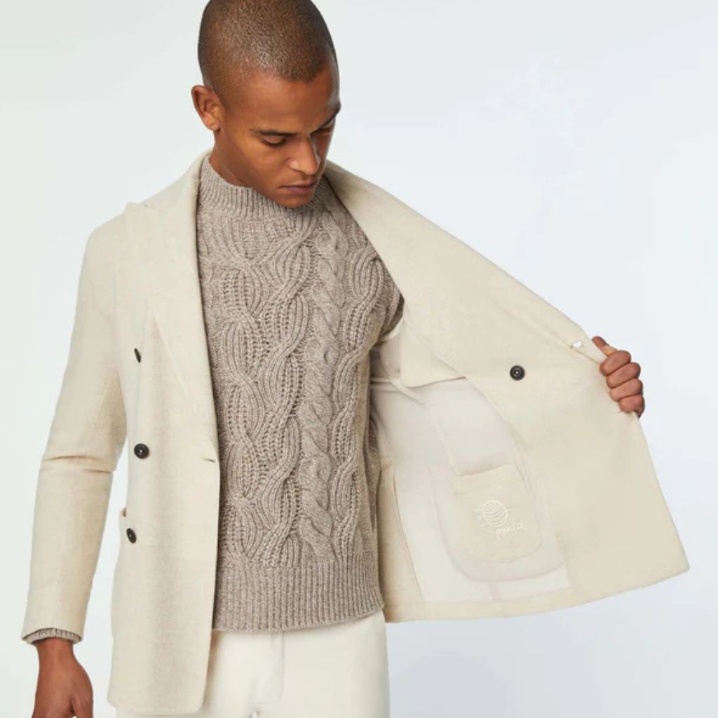 LUBIAM 1911 Cashmere Blend Double Breasted Blazer SAND REG - Henry Bucks