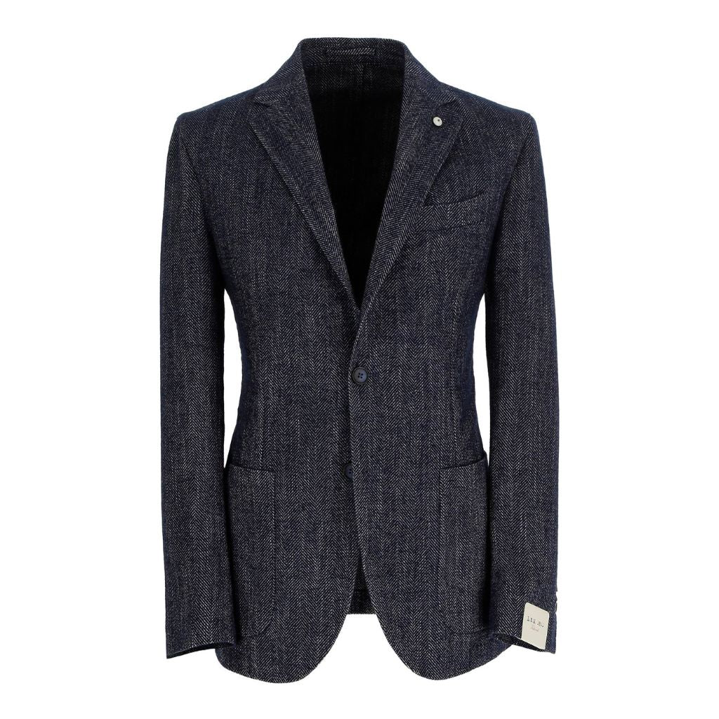 LUBIAM 1911 Cotton Notch Lapel Single Breasted Blazer BLUE DENIM REG - Henry Bucks