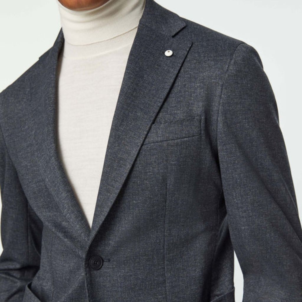 LUBIAM 1911 Notch Lapel Single Breasted Blazer DARK DENIM REG - Henry Bucks