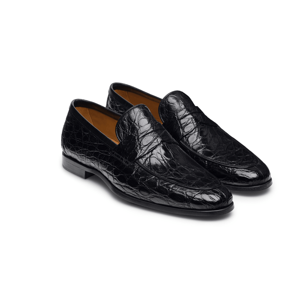 MAGNANNI Croc Leather Shoes BLACK - Henry Bucks