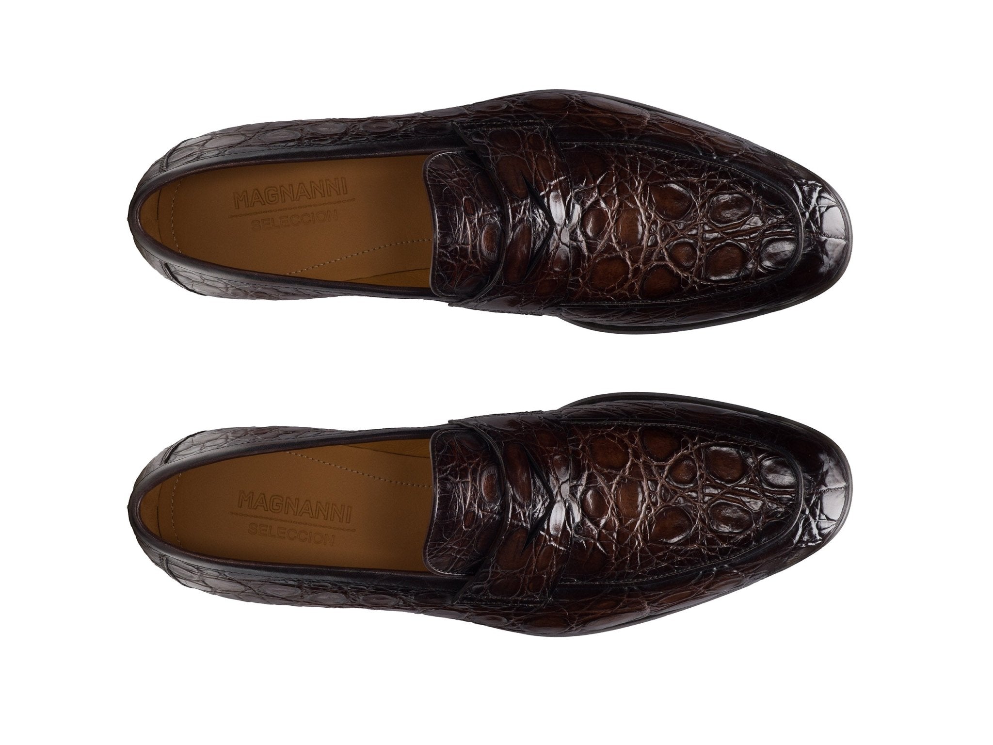 MAGNANNI Croc Leather Shoes BROWN - Henry Bucks