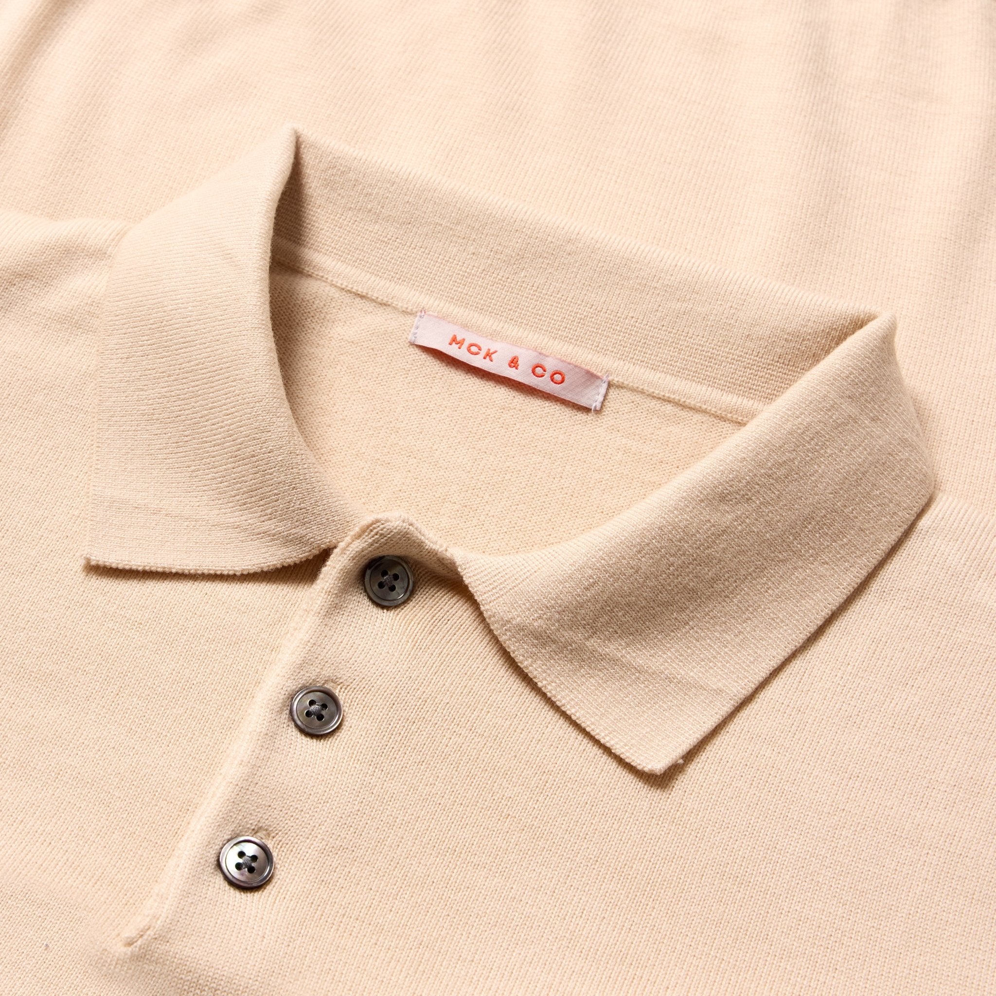 McKINNON & CO 3 Button Merino Polo BEIGE - Henry BucksKnitwear61AW240025 - BEIGE - SM