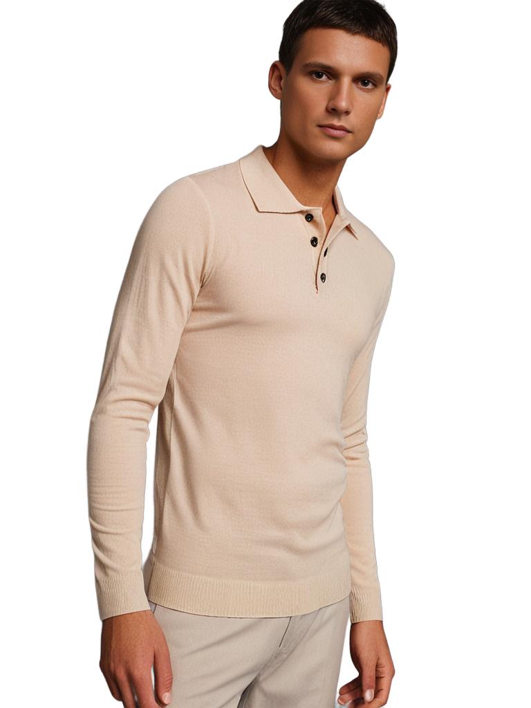 McKINNON & CO 3 Button Merino Polo BEIGE - Henry Bucks