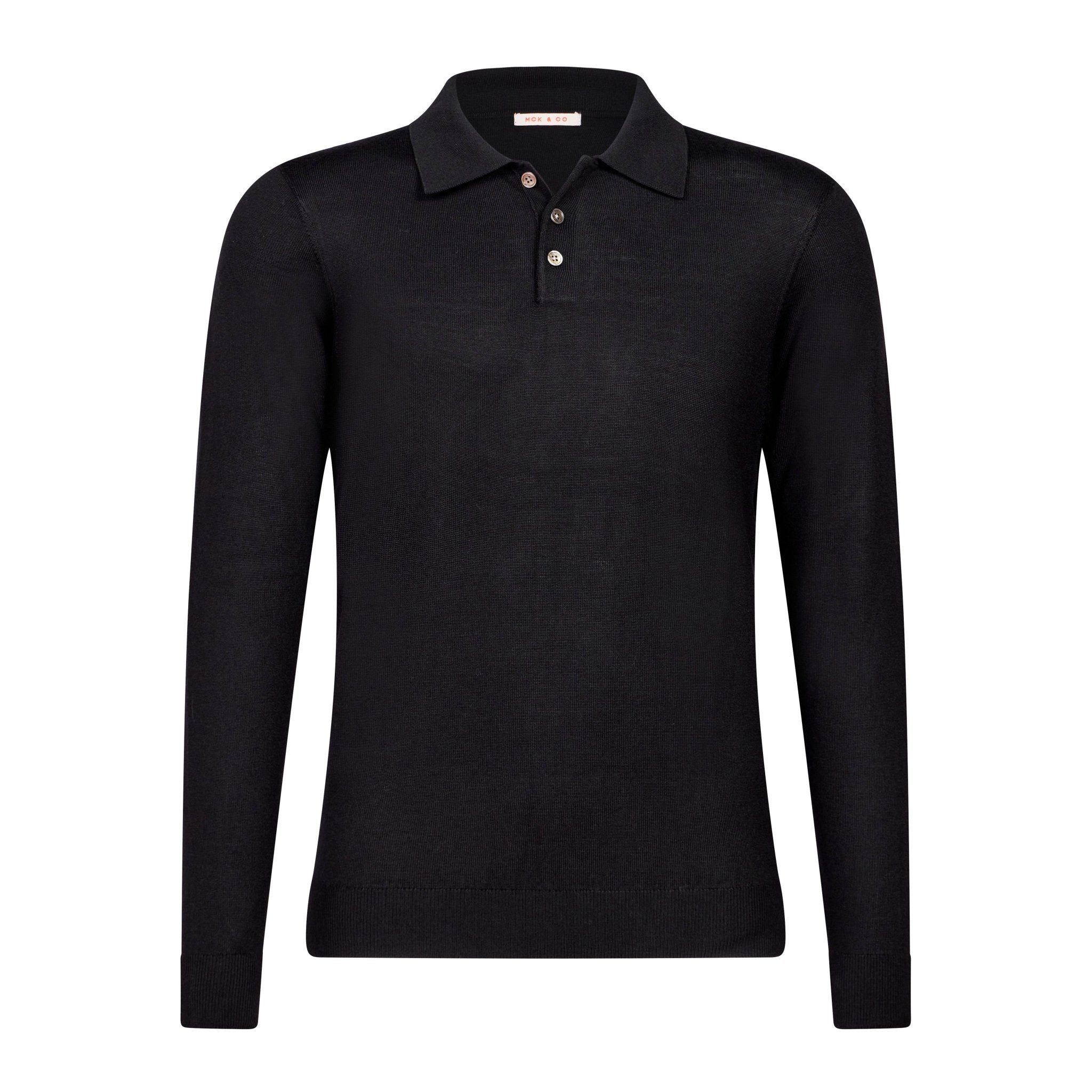 McKINNON & CO 3 Button Merino Polo BLACK - Henry BucksKnitwear61AW240025 - BLCK - SM