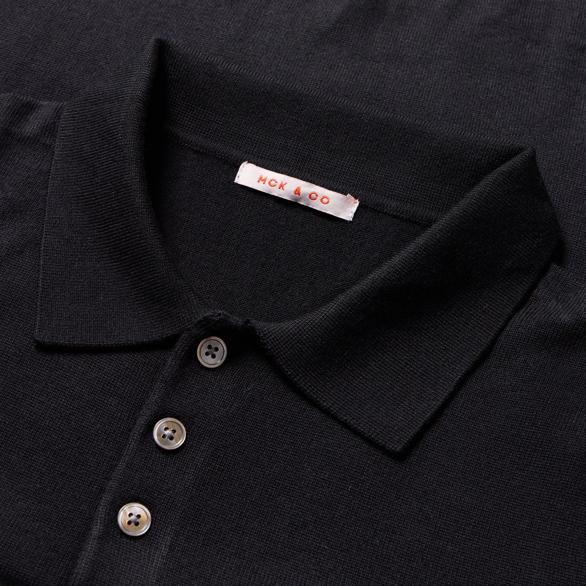 McKINNON & CO 3 Button Merino Polo BLACK - Henry BucksKnitwear61AW240025 - BLCK - SM