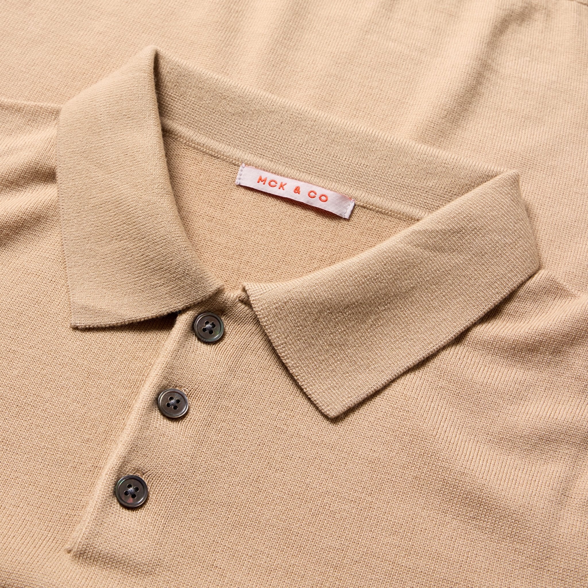 McKINNON & CO 3 Button Merino Polo LIGHT BROWN - Henry BucksKnitwear61AW240025 - LTBR - SM