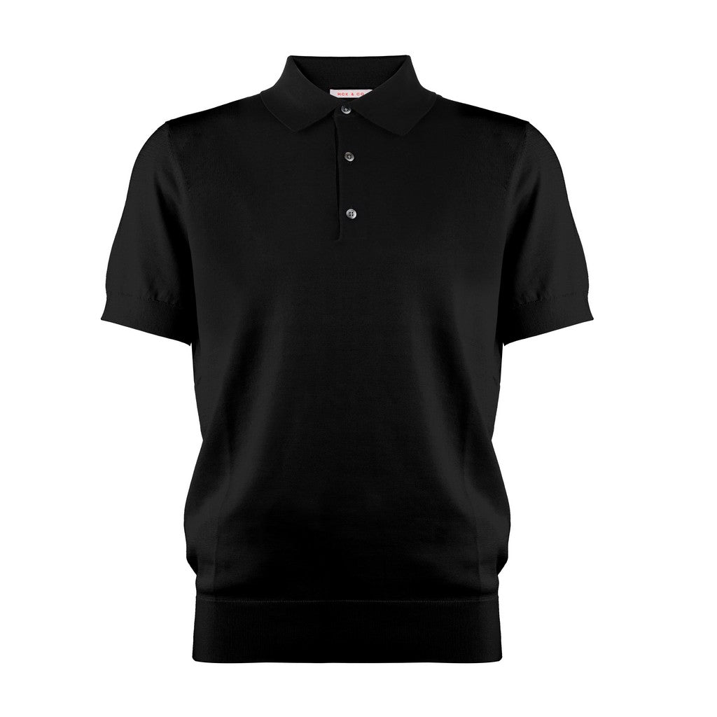 MCKINNON & CO Cotton Silk Button Polo BLACK - Henry Bucks