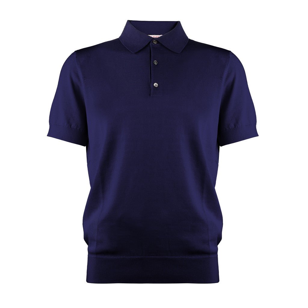 MCKINNON & CO Cotton Silk Button Polo NAVY - Henry Bucks