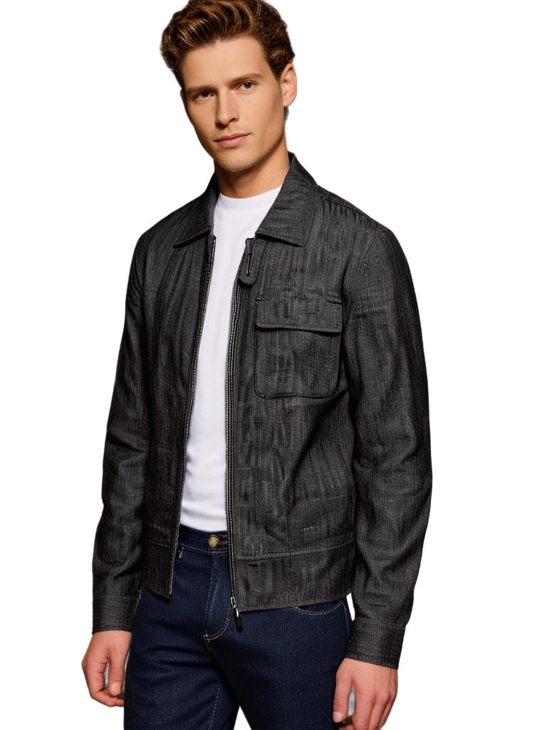 McKINNON & CO Denim Zip Casual Jacket DARK DENIM - Henry Bucks