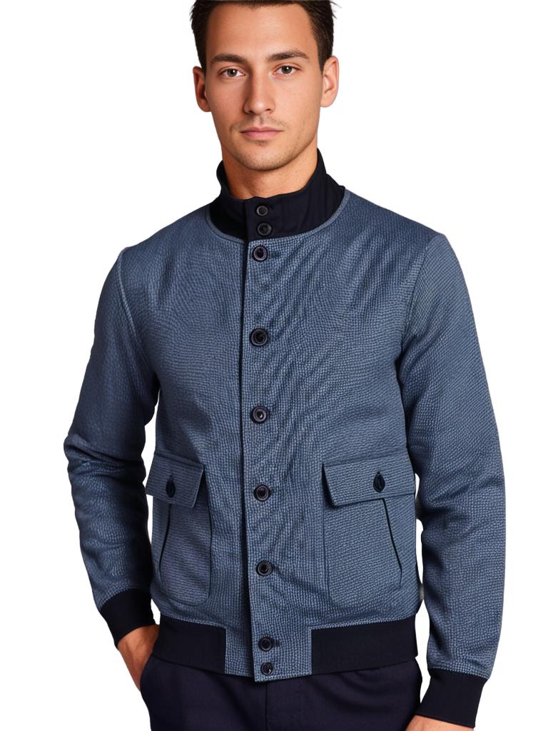 McKINNON & CO Houndstooth Bomber Jacket BLUE - Henry Bucks