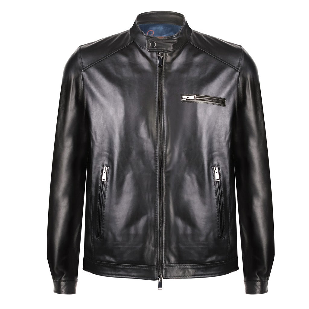 MCKINNON & CO Nappa Leather Biker Jacket BLACK REG - Henry Bucks