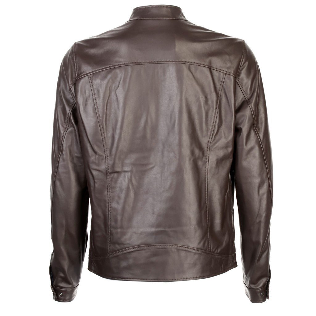 MCKINNON & CO Nappa Leather Biker Jacket BROWN REG - Henry Bucks