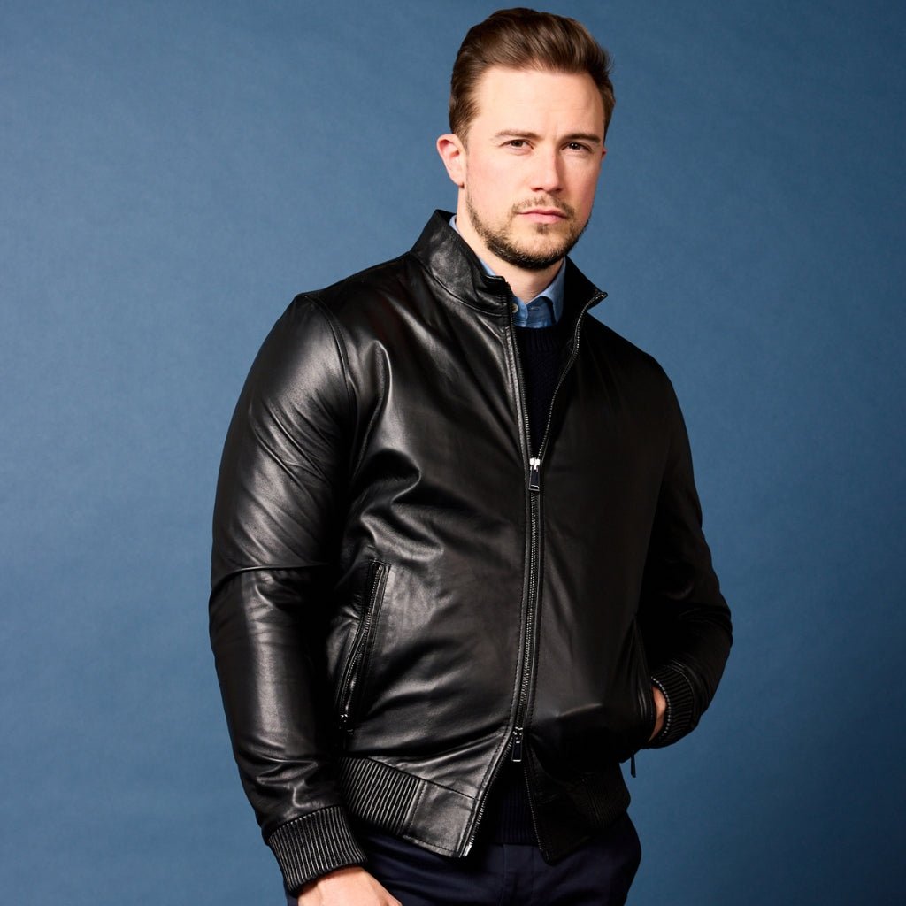 MCKINNON & CO Nappa Leather Bomber Jacket BLACK REG - Henry Bucks