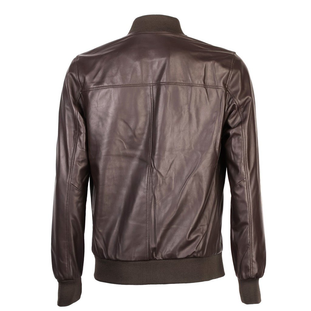 MCKINNON & CO Nappa Leather Bomber Jacket DARK BROWN REG - Henry Bucks