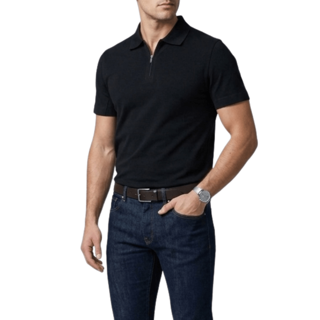 MCKINNON & CO Short Sleeve Pique Polo BLACK - Henry Bucks