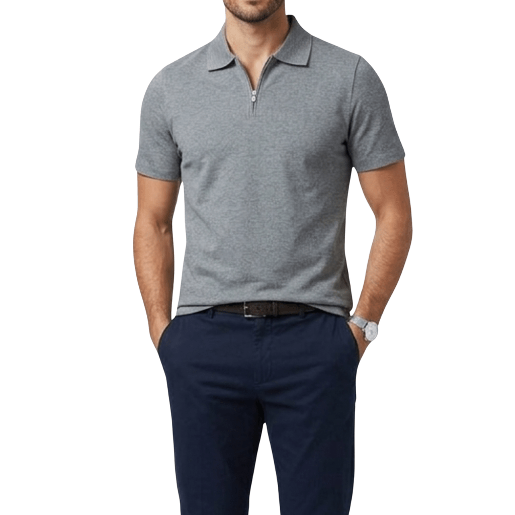 MCKINNON & CO Short Sleeve Pique Polo CHARCOAL - Henry Bucks
