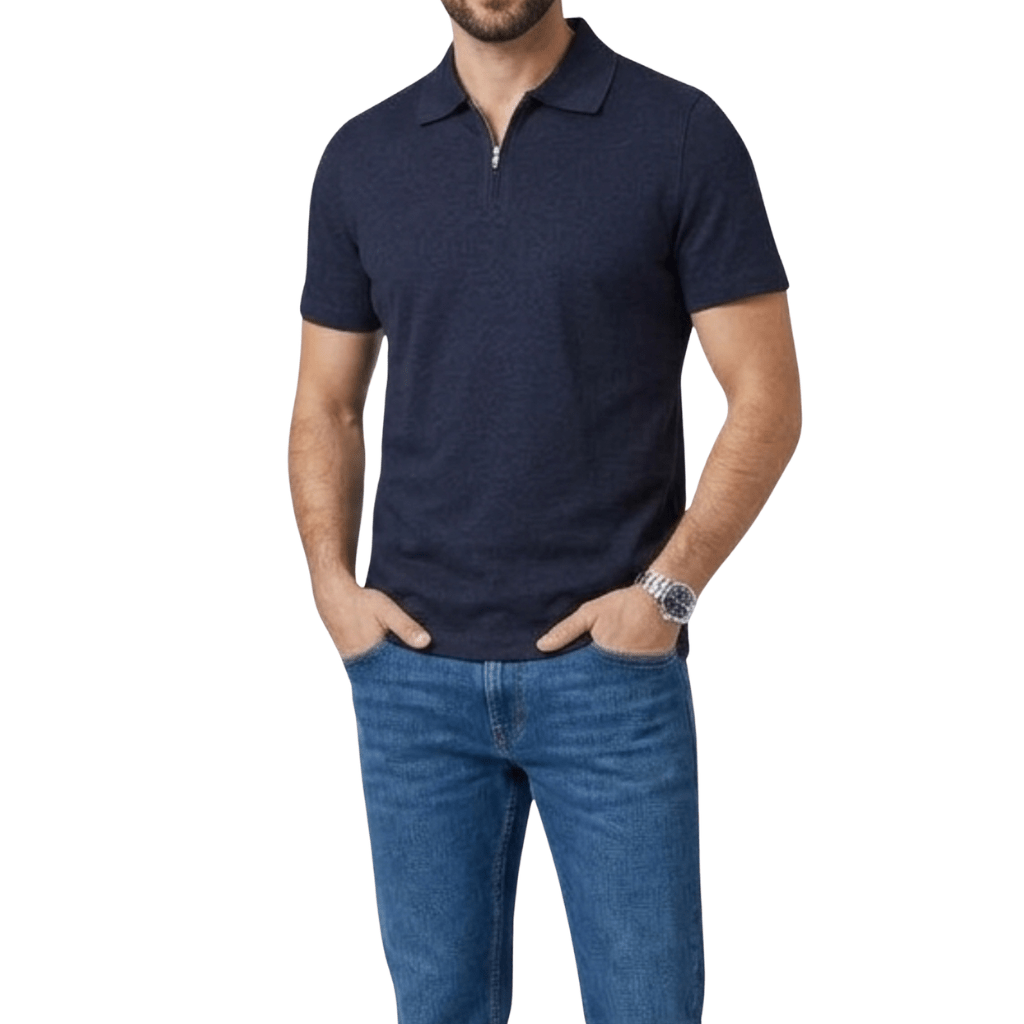 MCKINNON & CO Short Sleeve Pique Polo NAVY - Henry Bucks