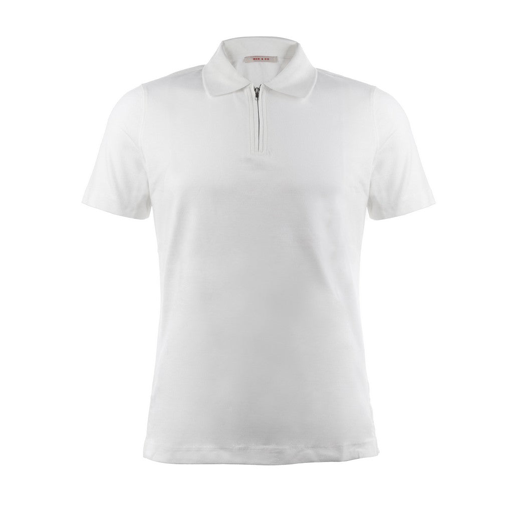 MCKINNON & CO Short Sleeve Pique Polo WHITE - Henry Bucks