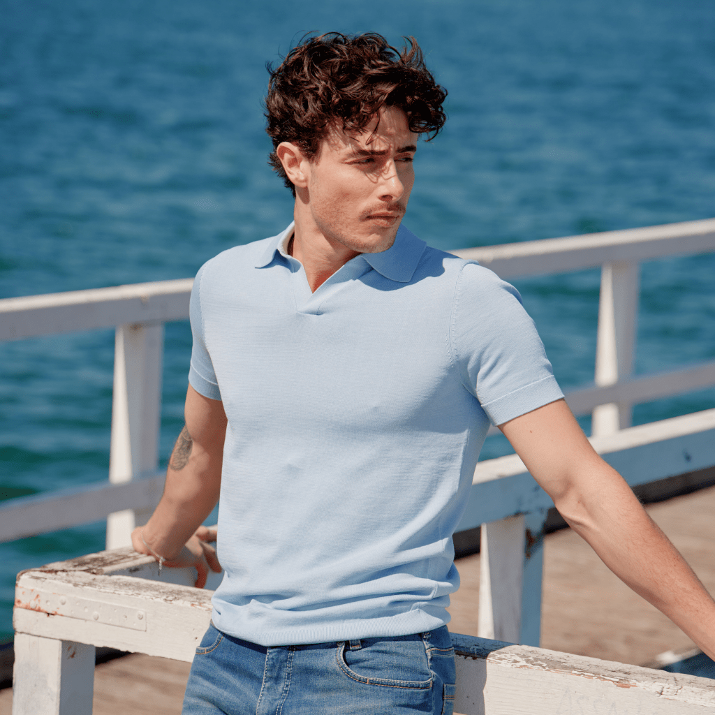 MCKINNON & CO Silk Cotton Polo SKY - Henry Bucks
