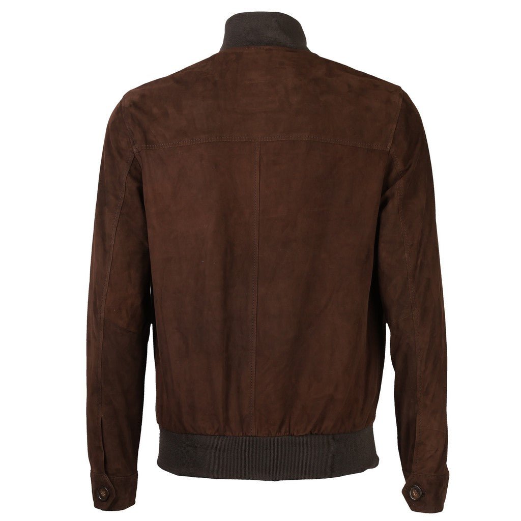 MCKINNON & CO Suede Leather Bomber Jacket DARK BROWN REG - Henry Bucks