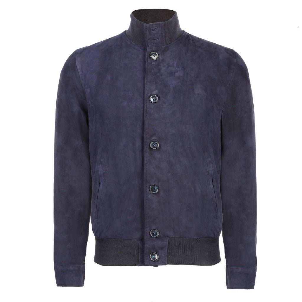 MCKINNON & CO Suede Leather Bomber Jacket NAVY REG - Henry Bucks