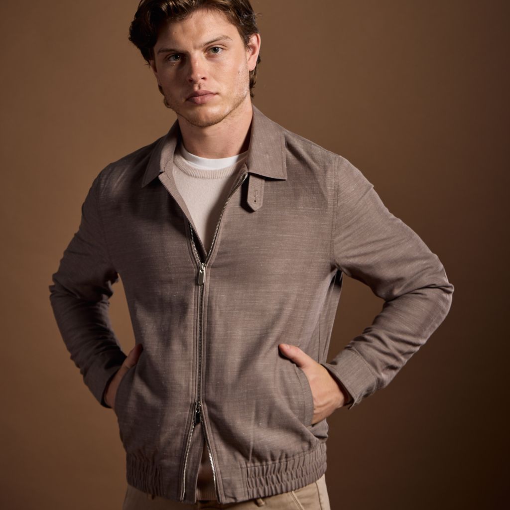 McKINNON & CO Wool Blend Herringbone Casual Jacket TAUPE - Henry Bucks