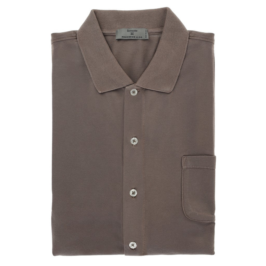 McKINNON & CO X FERRANTE Button Down Short Sleeve Shirt BROWN - Henry Bucks