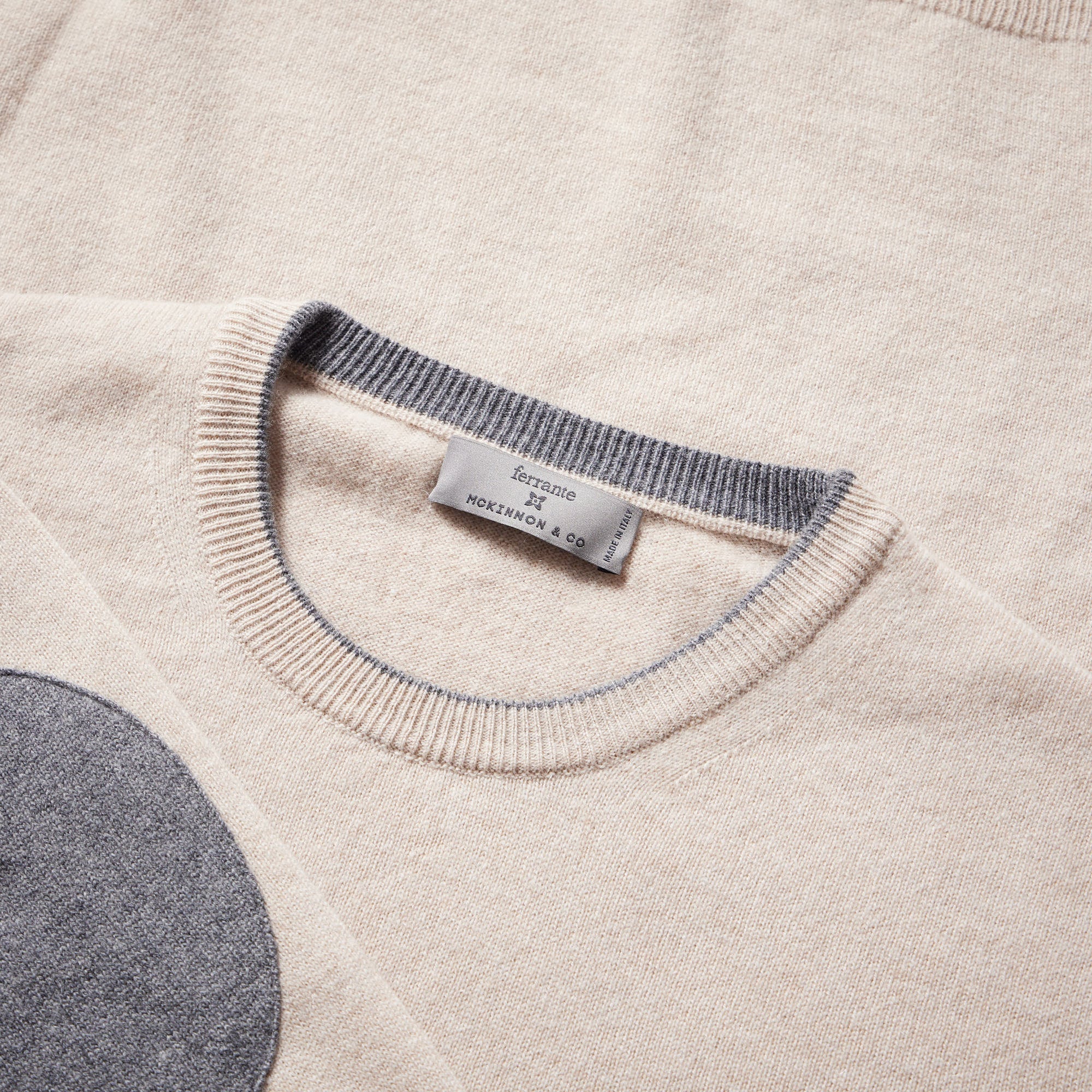 MCKINNON & CO X FERRANTE Contrast Patch Crewneck FAWN - Henry BucksKnitwear38AW240052 - FAWN - 50