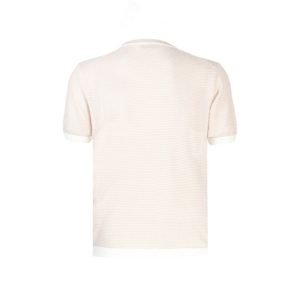 McKINNON & CO X FERRANTE Cotton Crew Neck Stripe T-Shirt BEIGE/WHITE - Henry Bucks