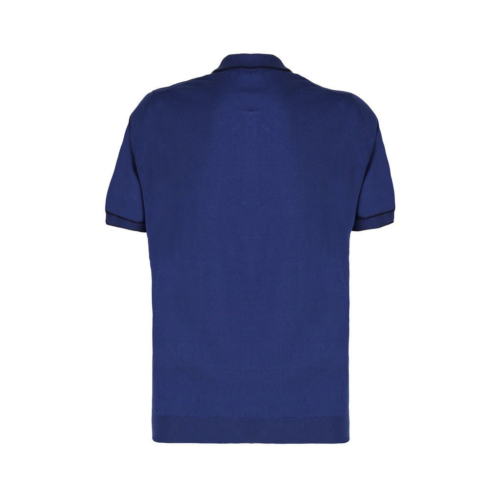 McKINNON & CO X FERRANTE Cotton Zip Short Sleeve Polo NAVY - Henry Bucks