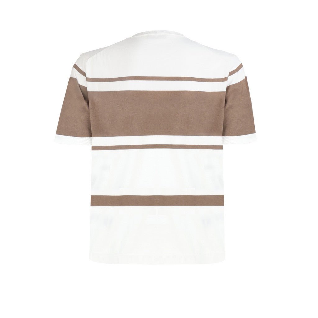 McKINNON & CO X FERRANTE Crew Neck Stripe T-Shirt BROWN/WHITE - Henry Bucks