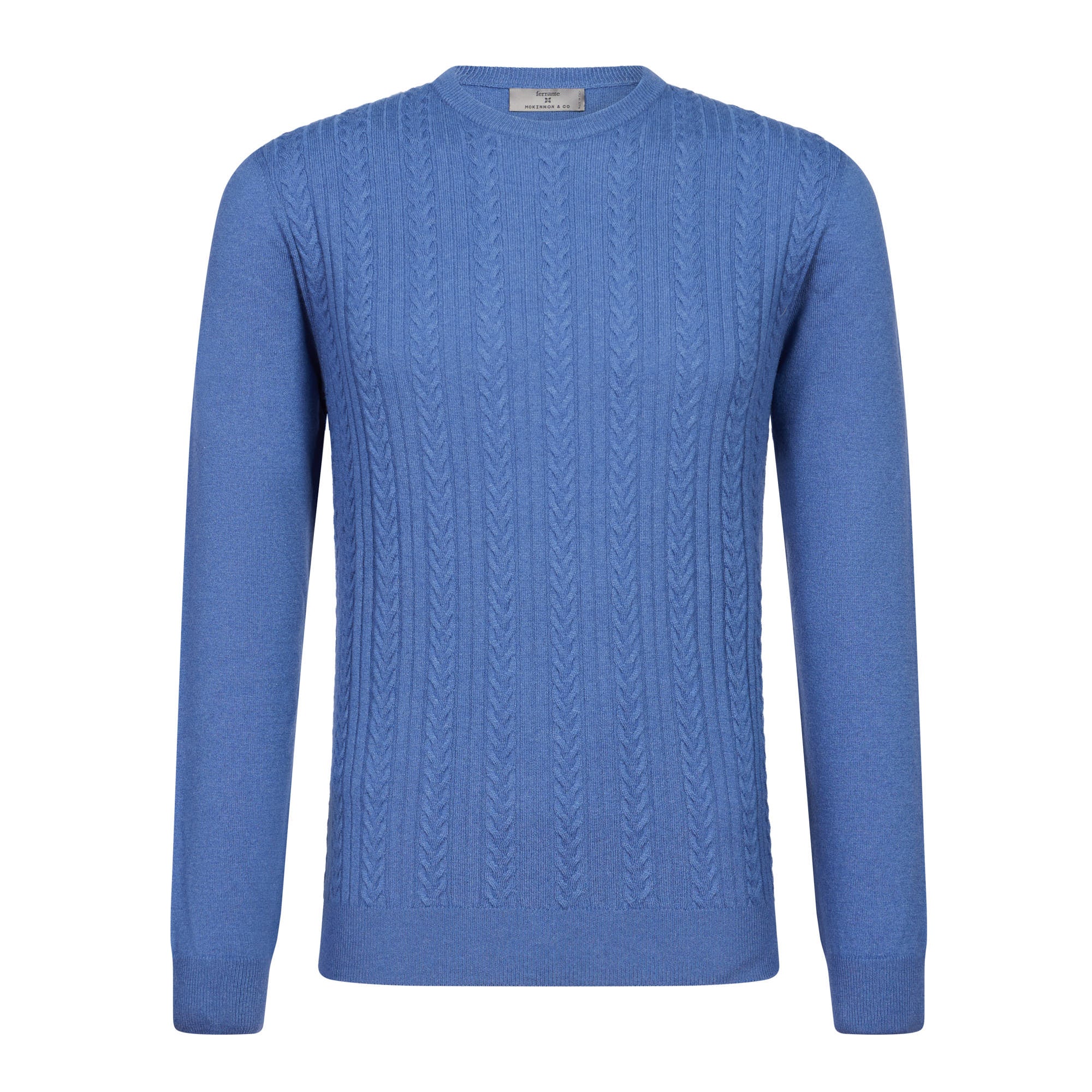 MCKINNON & CO X FERRANTE Herringbone Crewneck Knit BLUE DENIM - Henry BucksKnitwear38AW240051 - BLUDEN - 50
