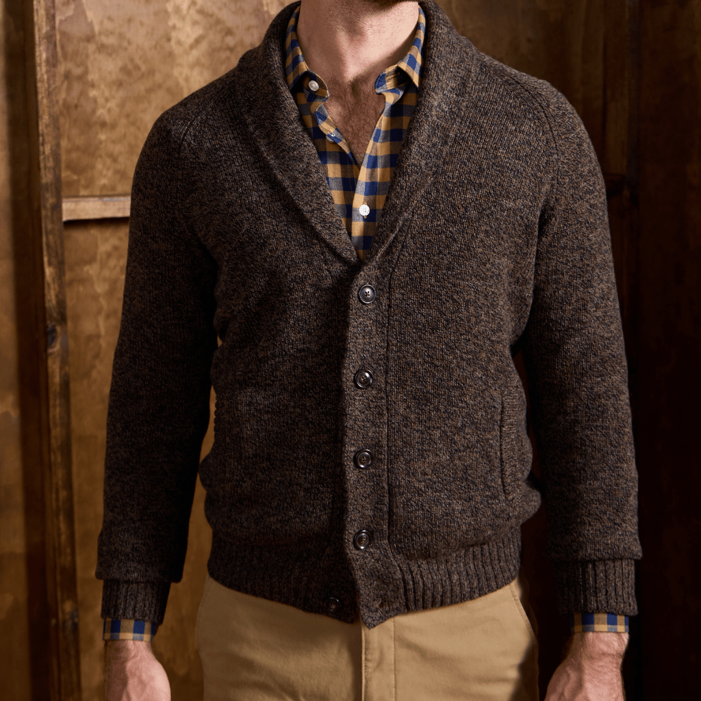 MCKINNON & CO X FERRANTE Merino Button Cardigan DARK BROWN - Henry Bucks