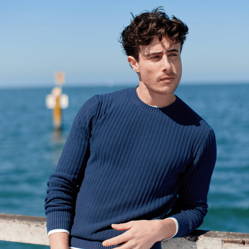 McKINNON & CO X FERRANTE Ribbed Crewneck Long Sleeve NAVY - Henry Bucks