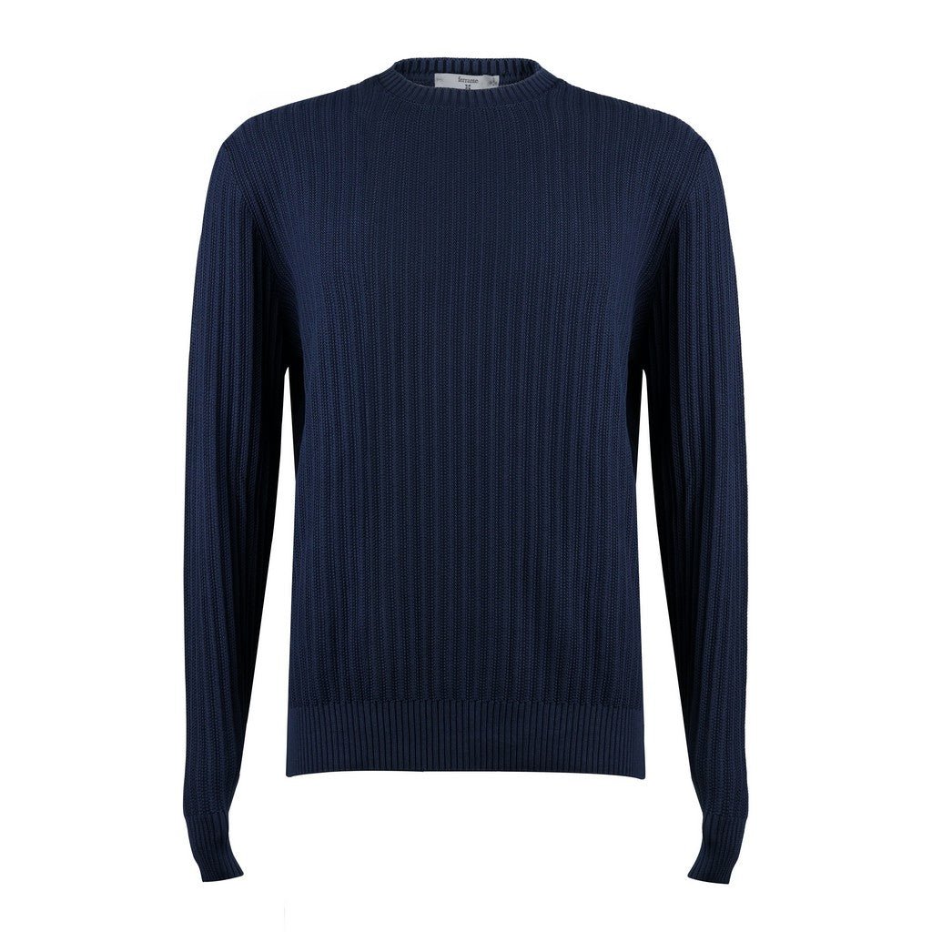 McKINNON & CO X FERRANTE Ribbed Crewneck Long Sleeve NAVY - Henry Bucks