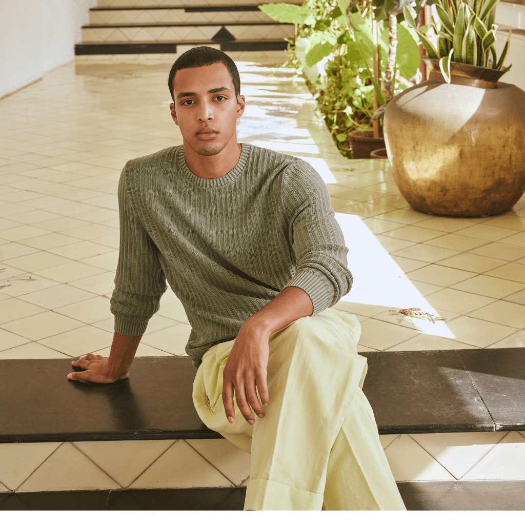 McKINNON & CO X FERRANTE Ribbed Crewneck Long Sleeve Shirt KHAKI - Henry Bucks