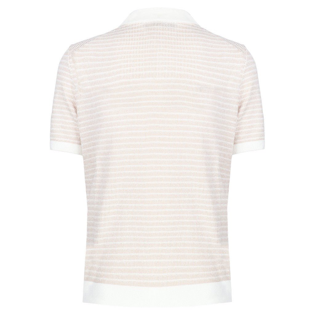 McKINNON & CO X FERRANTE Stripe Cotton Polo BEIGE/WHITE - Henry Bucks