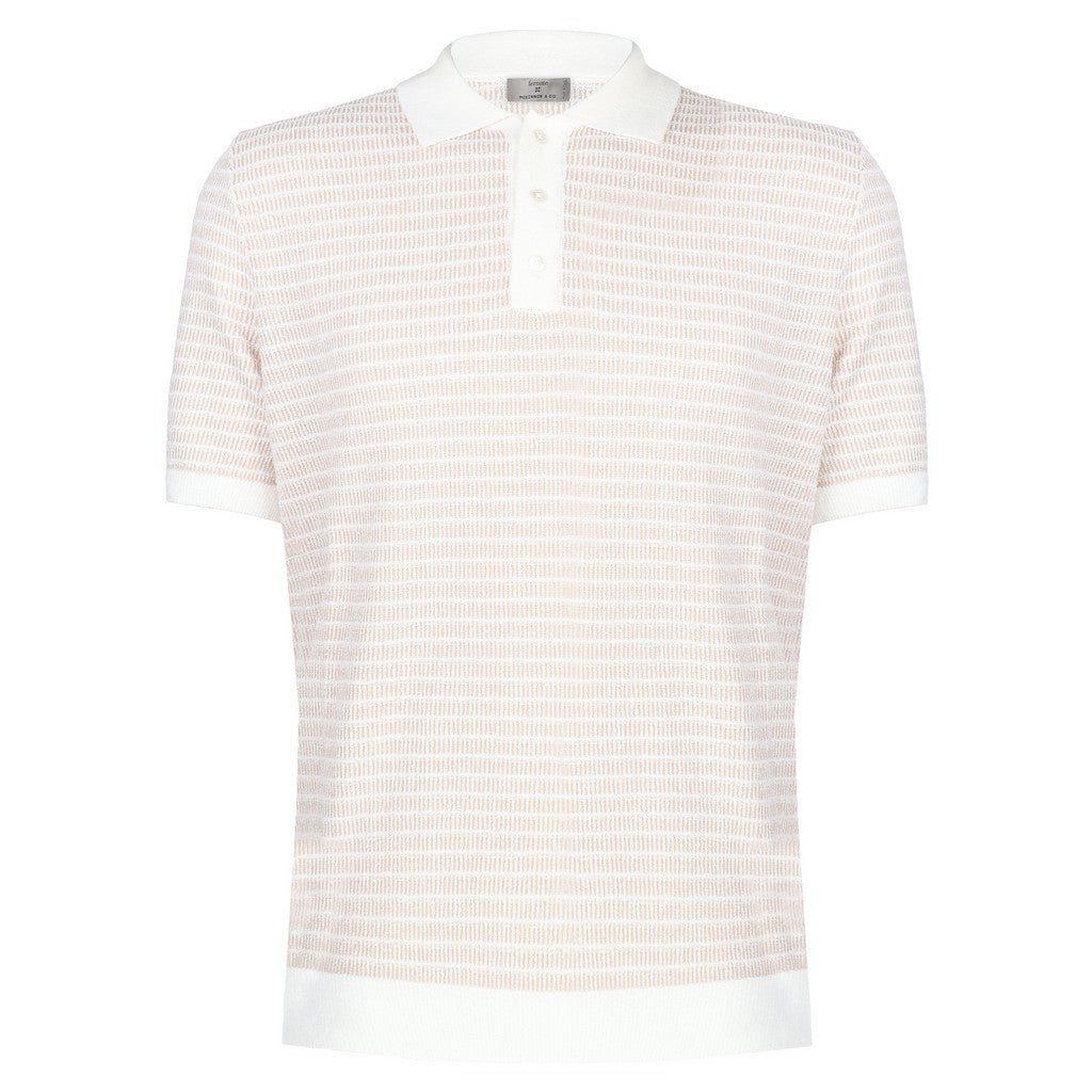 McKINNON & CO X FERRANTE Stripe Cotton Polo BEIGE/WHITE - Henry Bucks