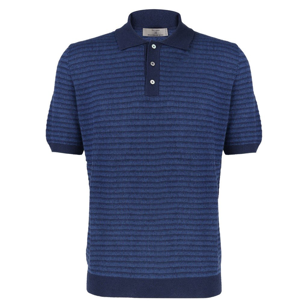 McKINNON & CO X FERRANTE Stripe Cotton Polo NAVY - Henry Bucks