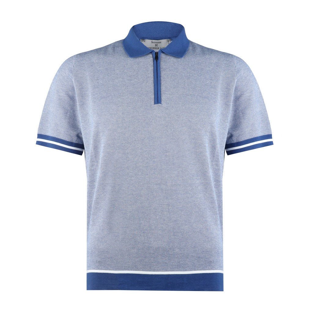 McKINNON & CO X FERRANTE Zip Cotton Polo NAVY - Henry Bucks