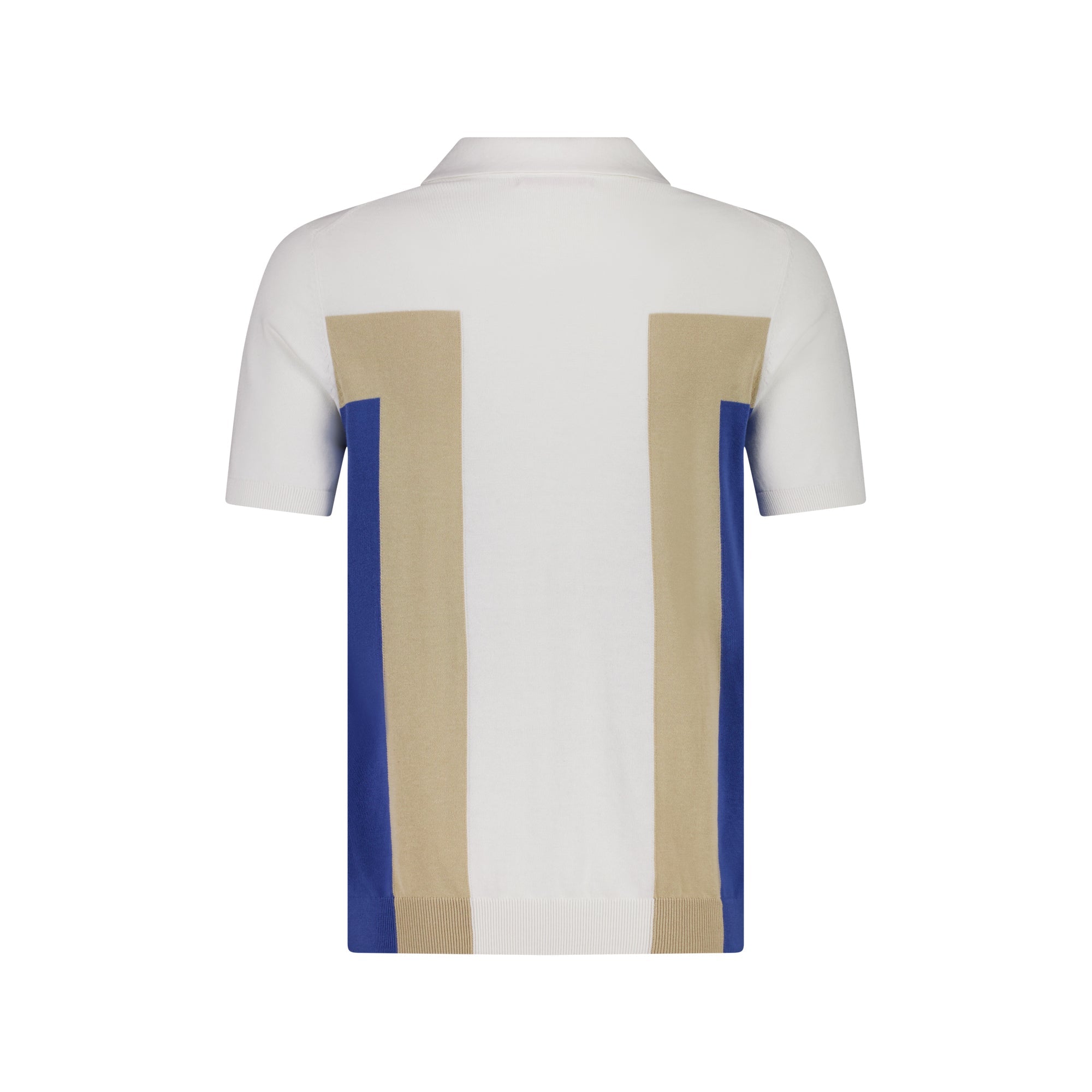 MCKINNON Contrast Zip Short Sleeve Shirt WHITE/BLUE/BEIGE - Henry BucksPolo61SS230009 - WHTBLBEIG - M