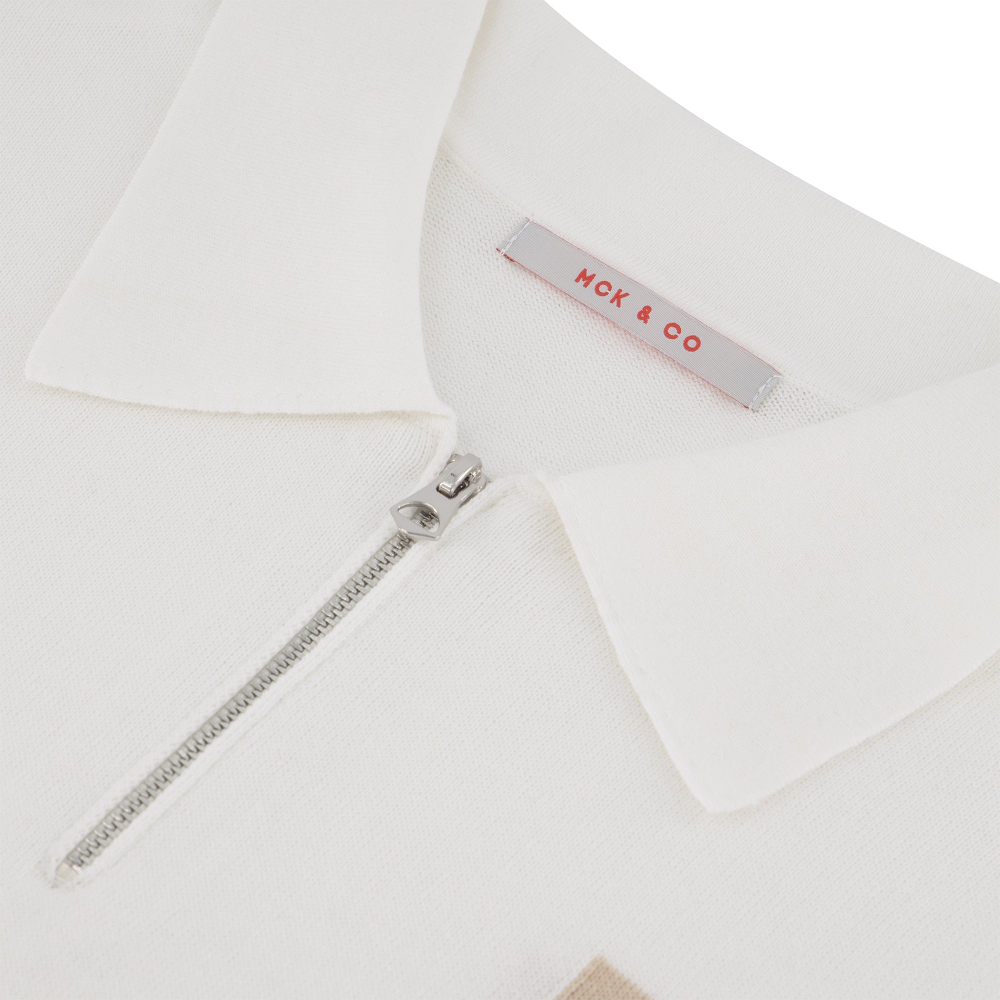 MCKINNON Contrast Zip Short Sleeve Shirt WHITE/BLUE/BEIGE - Henry BucksPolo61SS230009 - WHTBLBEIG - M