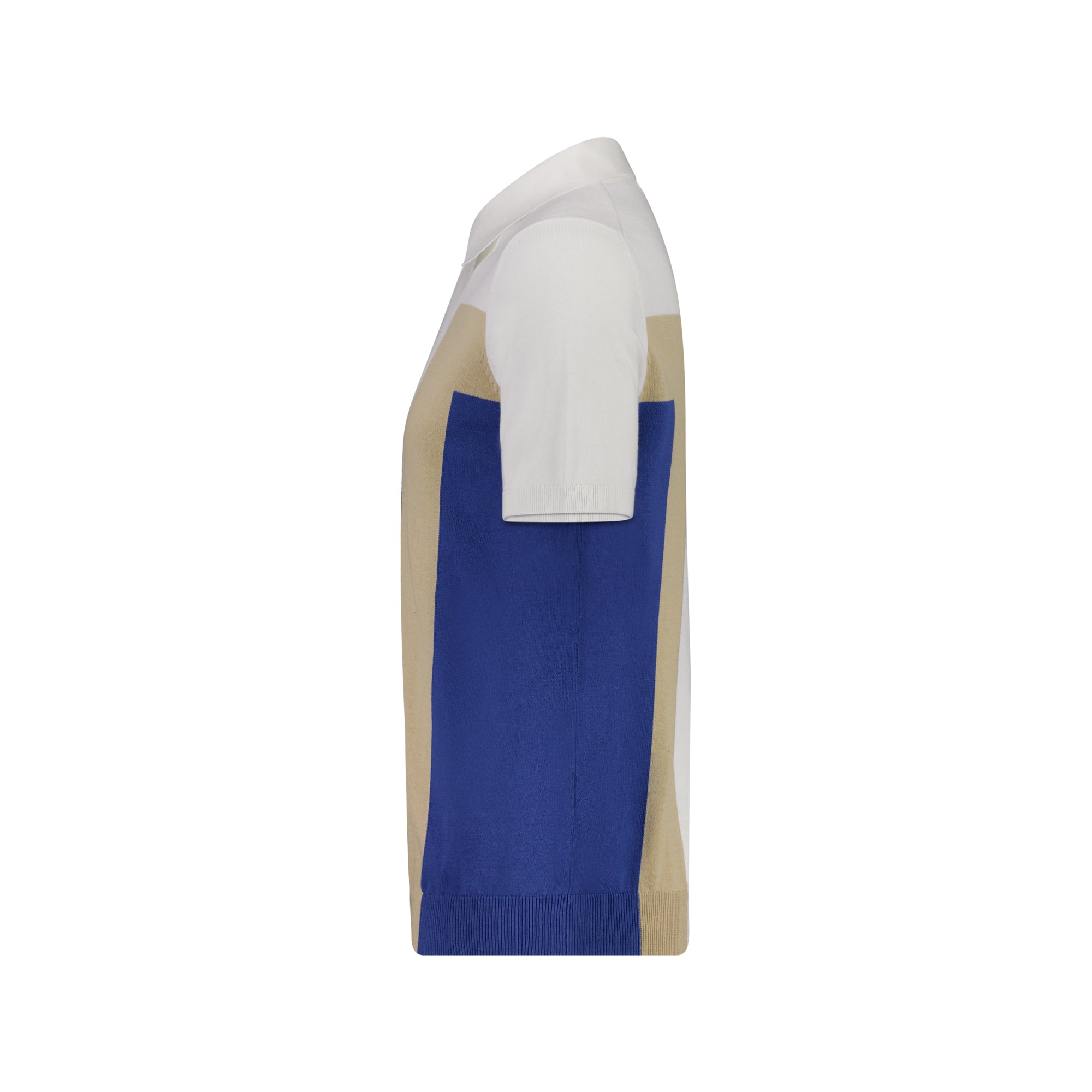 MCKINNON Contrast Zip Short Sleeve Shirt WHITE/BLUE/BEIGE - Henry BucksPolo61SS230009 - WHTBLBEIG - M