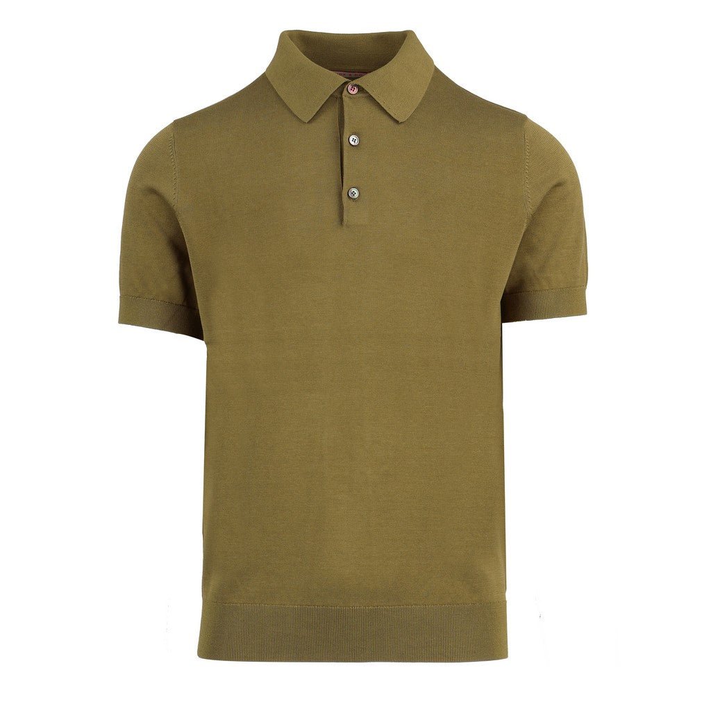 MCKINNON Cotton Short Sleeve Button Front Polo OLIVE - Henry Bucks