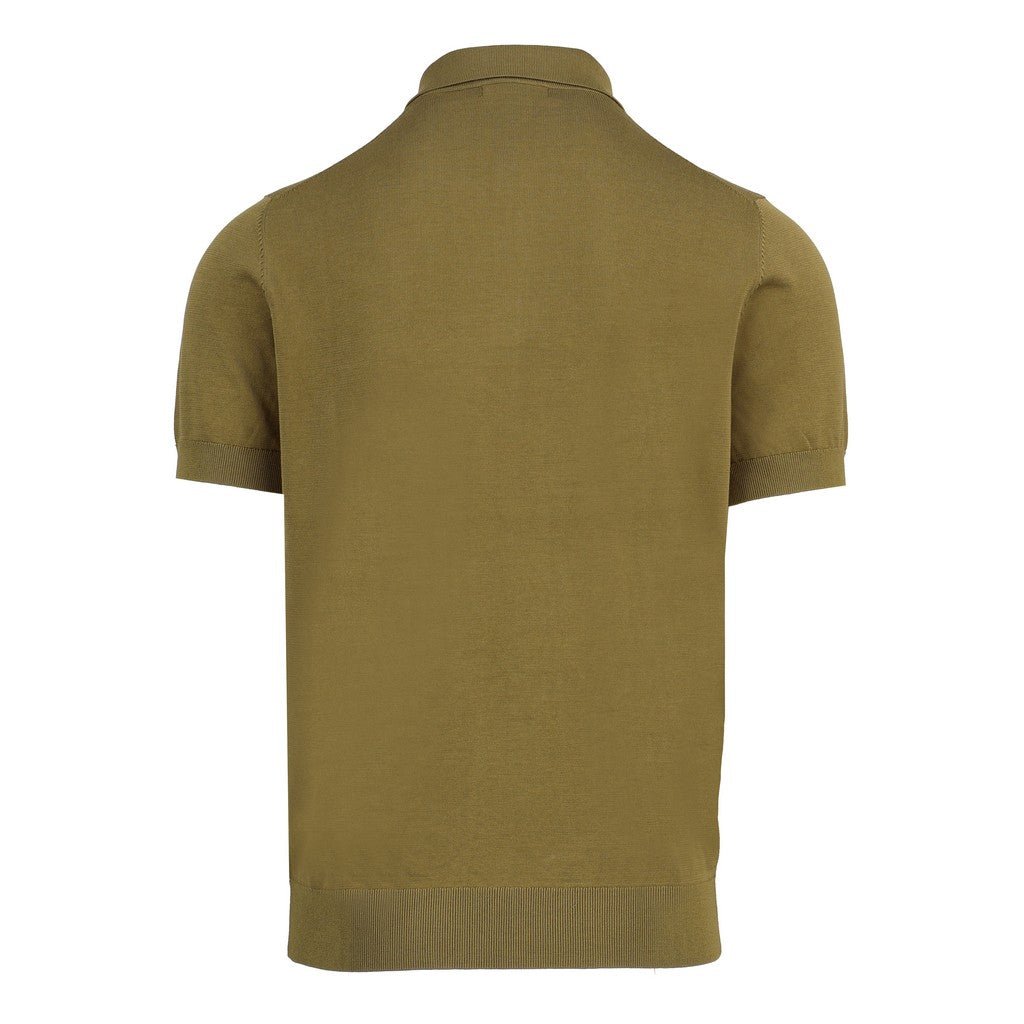 MCKINNON Cotton Short Sleeve Button Front Polo OLIVE - Henry Bucks