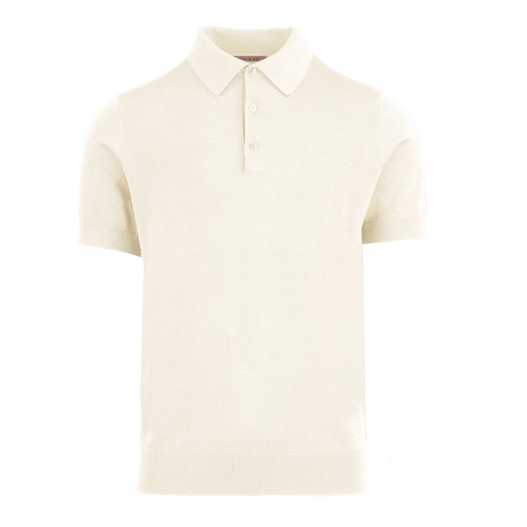 MCKINNON Cotton Short Sleeve Button Front Polo WHITE - Henry Bucks