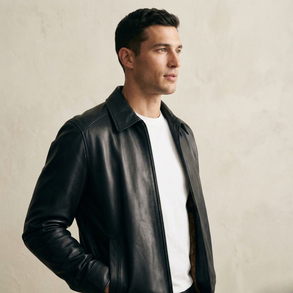 MCKINNON Filippo Timi Lambskin Leather Jacket BLACK REG - Henry Bucks