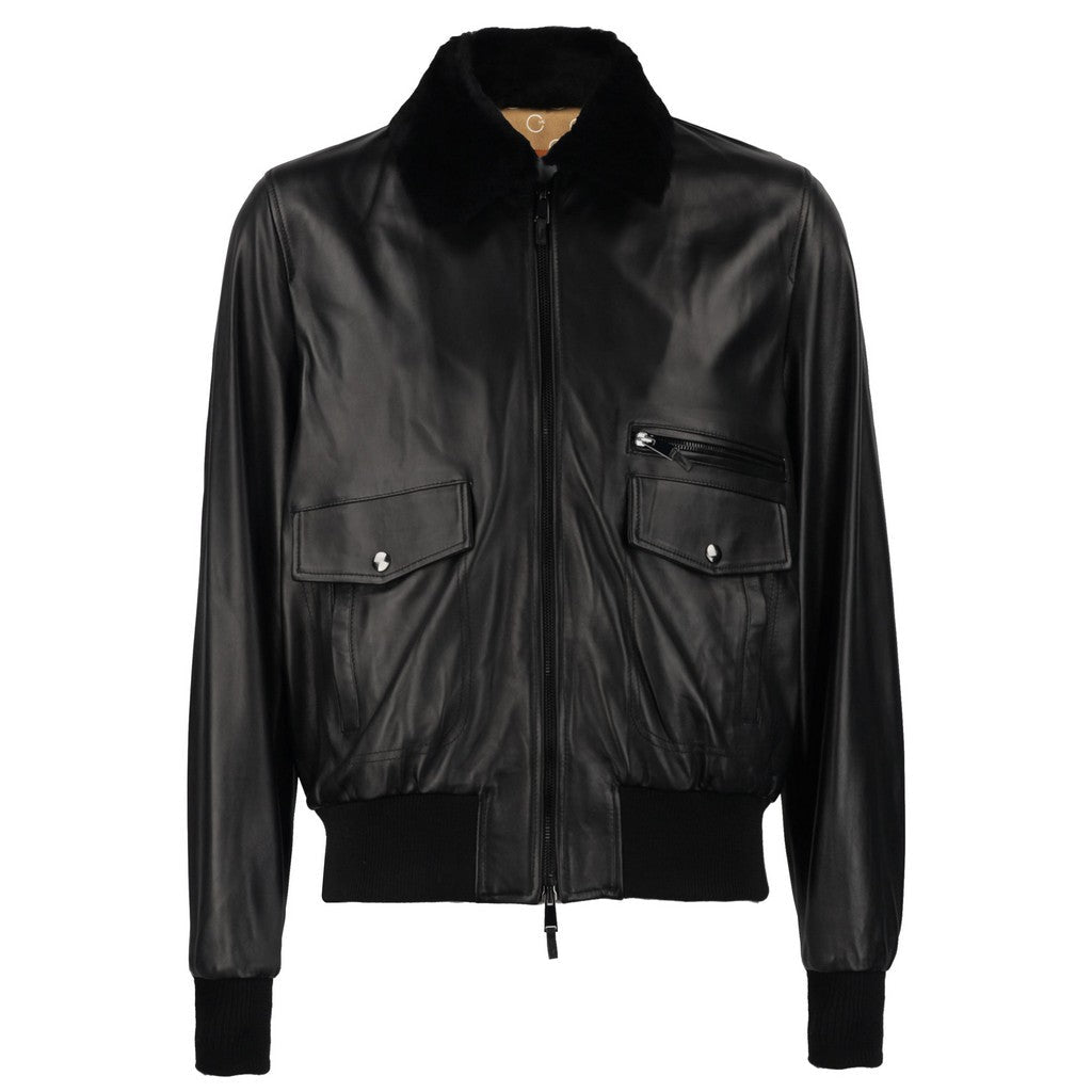 MCKINNON Franco Nero Lambskin Aviator Bomber Jacket BLACK REG - Henry Bucks