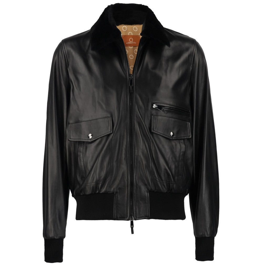 MCKINNON Franco Nero Lambskin Aviator Bomber Jacket BLACK REG - Henry Bucks