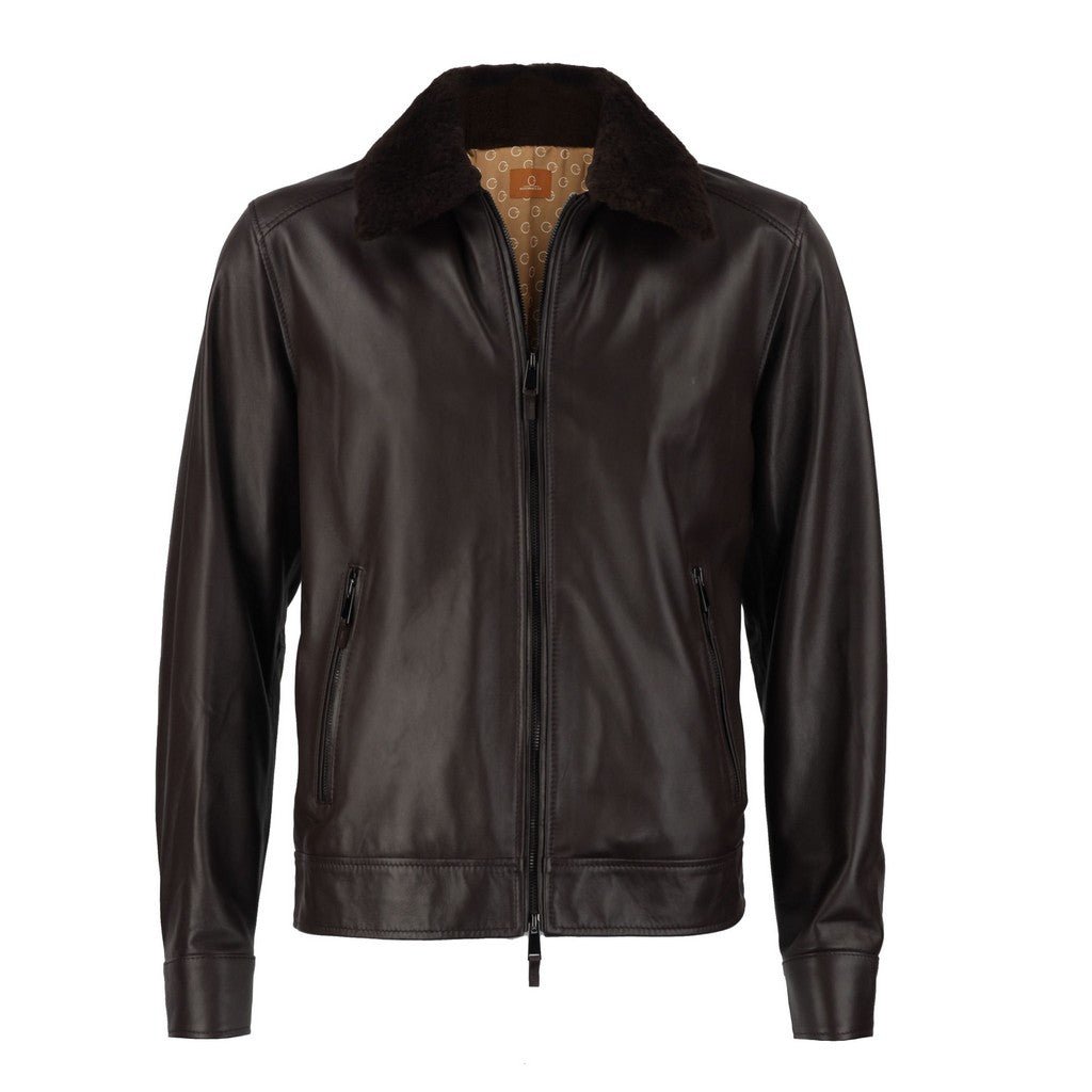 MCKINNON Giancarlo Giannini Leather Shearling Jacket DARK BROWN REG - Henry Bucks